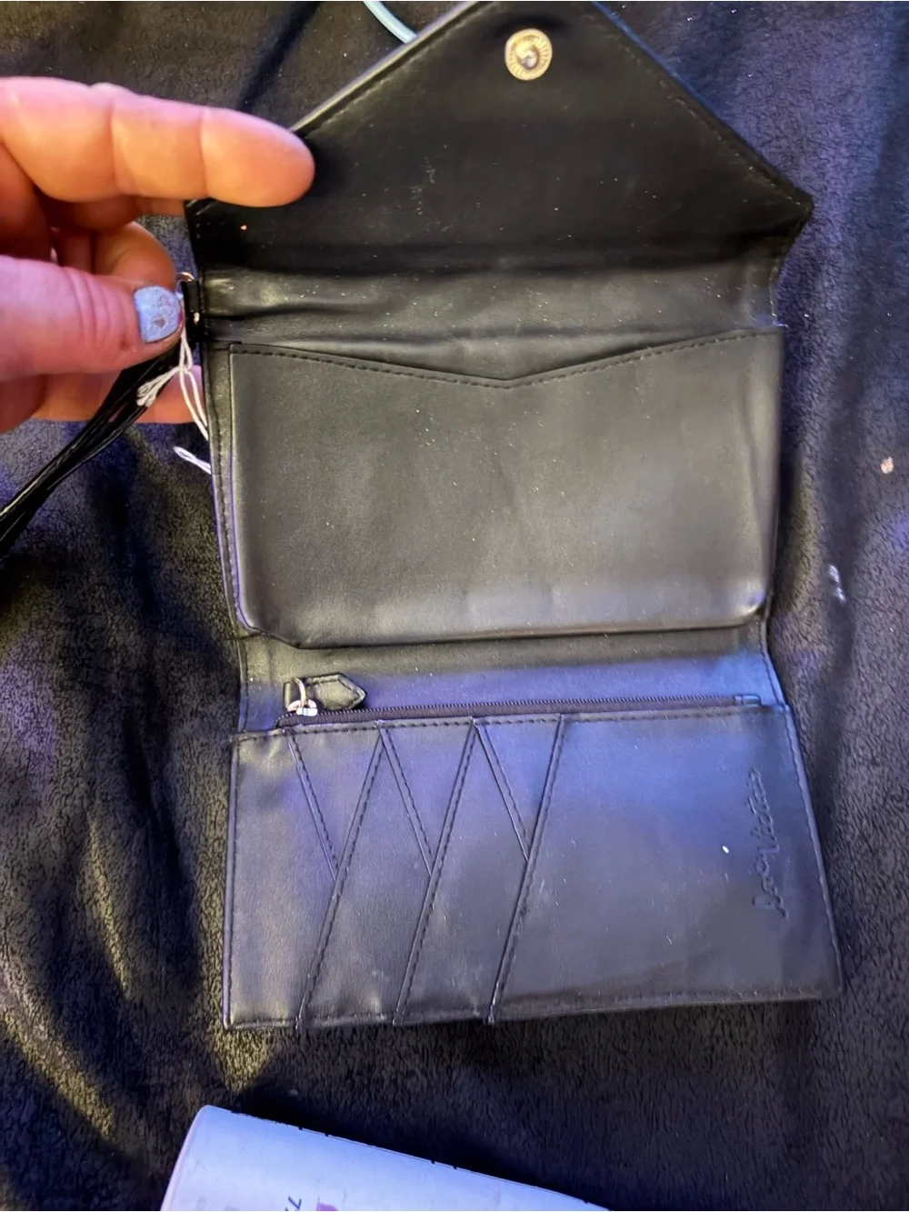Victoria's Secret Black Quilted Envelope Wristlet with Gold Logo